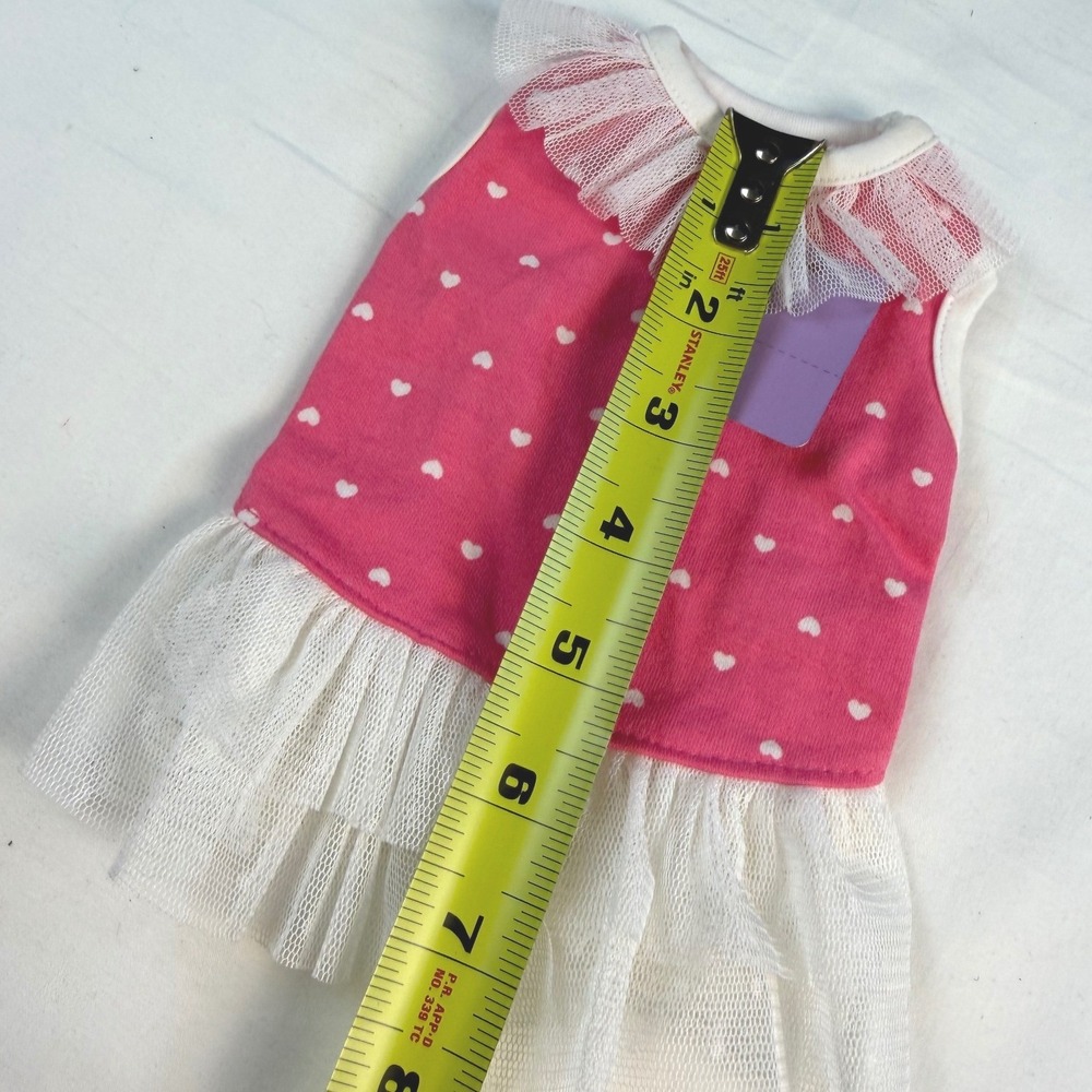 Boutique Pet Dress XS Pink White Heart Tutu Ruffle Sleeveless Dog Cat NWT - Picture 3 of 5